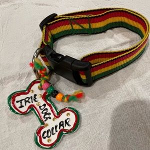 Jamaican Colored Dog Collar Size M-L NWT
